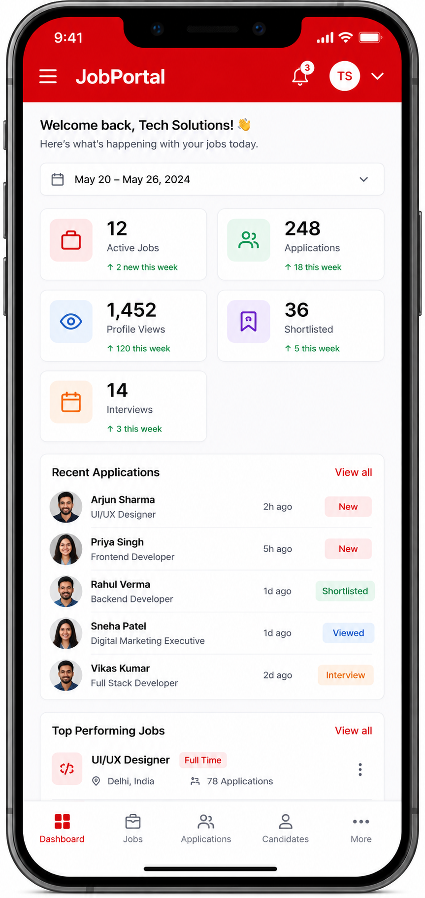 Job Portal Mobile Representation